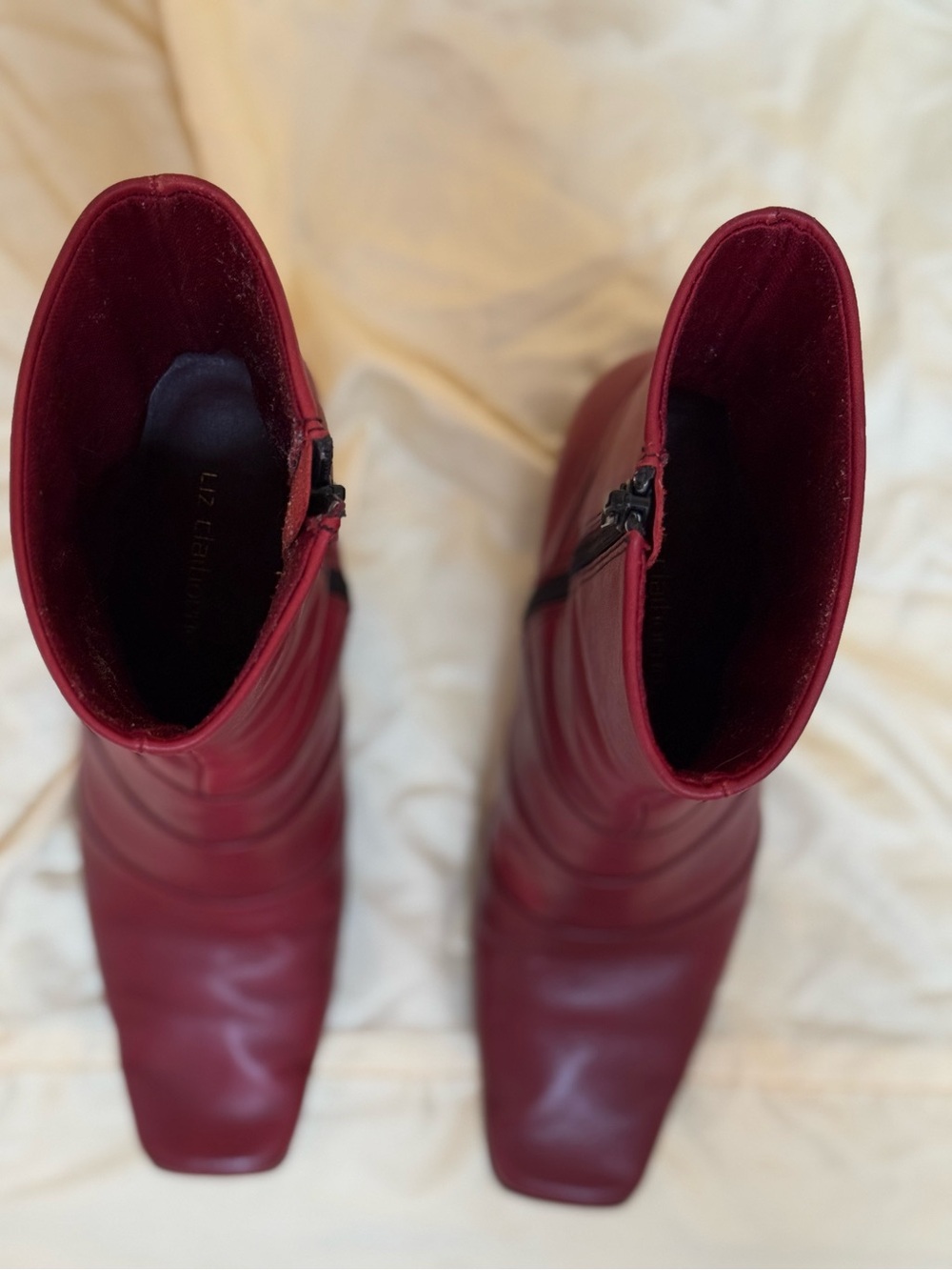 Liz Claiborne Women's Red Leather Mid-Calf Boots. Reheeled & reconditioned! - Picture 6 of 14